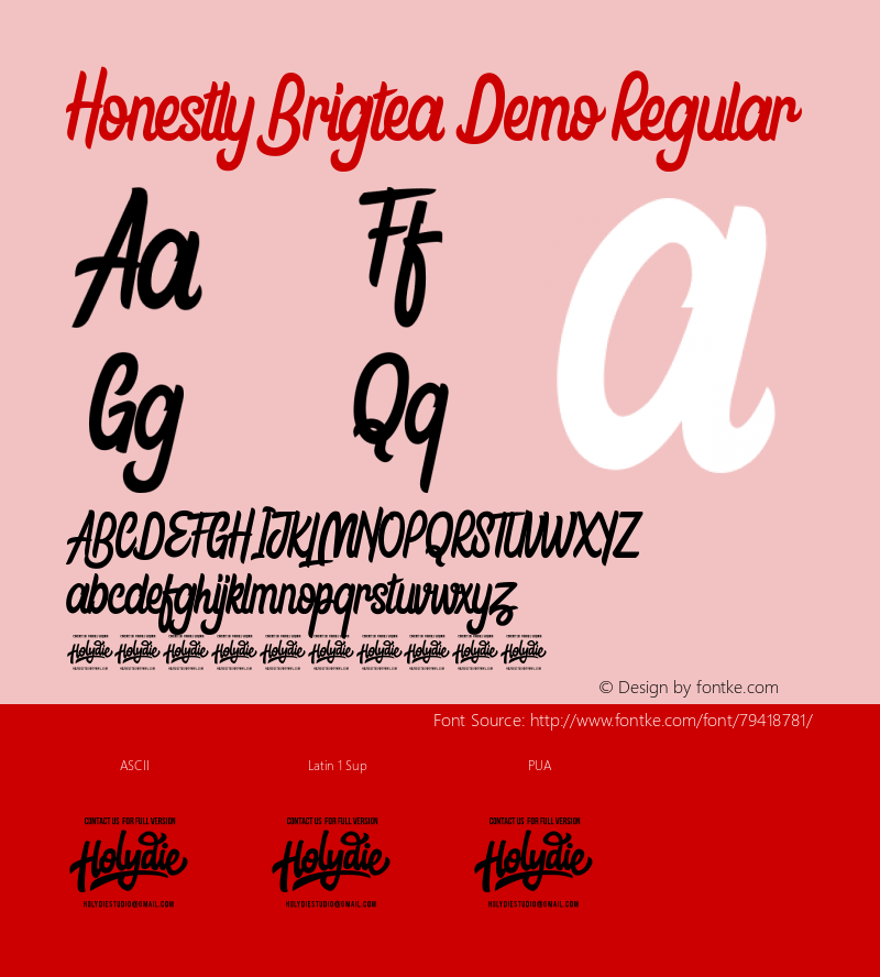 Honestly Brigtea Version 1.00;May 2, 2019 Font Sample