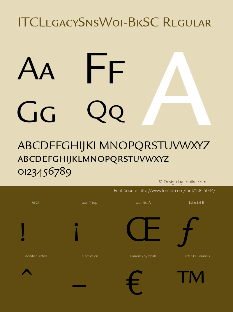 ITCLegacySnsW01-BkSC Regular Version 1.00 Font Sample