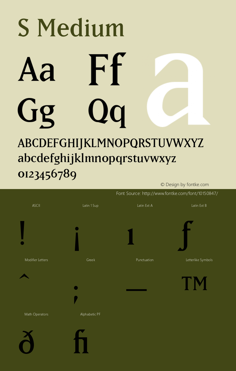 S Medium Version 001.000 Font Sample