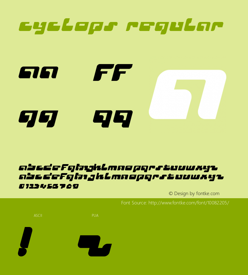 Cyclops Regular 1999; 1.1 Font Sample