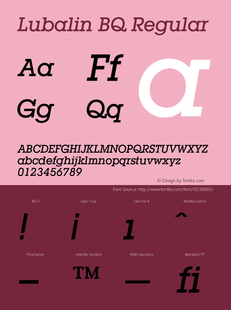 Lubalin BQ Regular 001.000 Font Sample