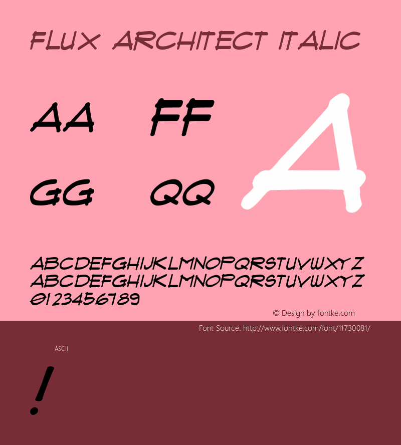 Flux Architect Italic Version 1.00 September 23, 2 Font Sample