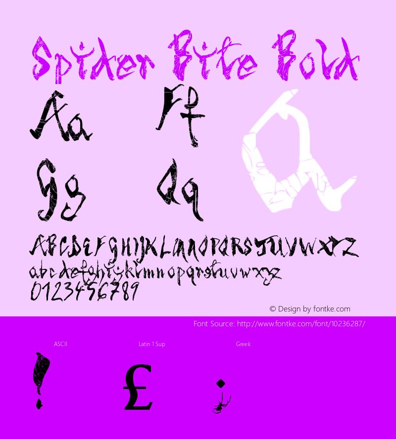 Spider Bite Bold Version 1.00 February 25, 2009, initial release Font Sample