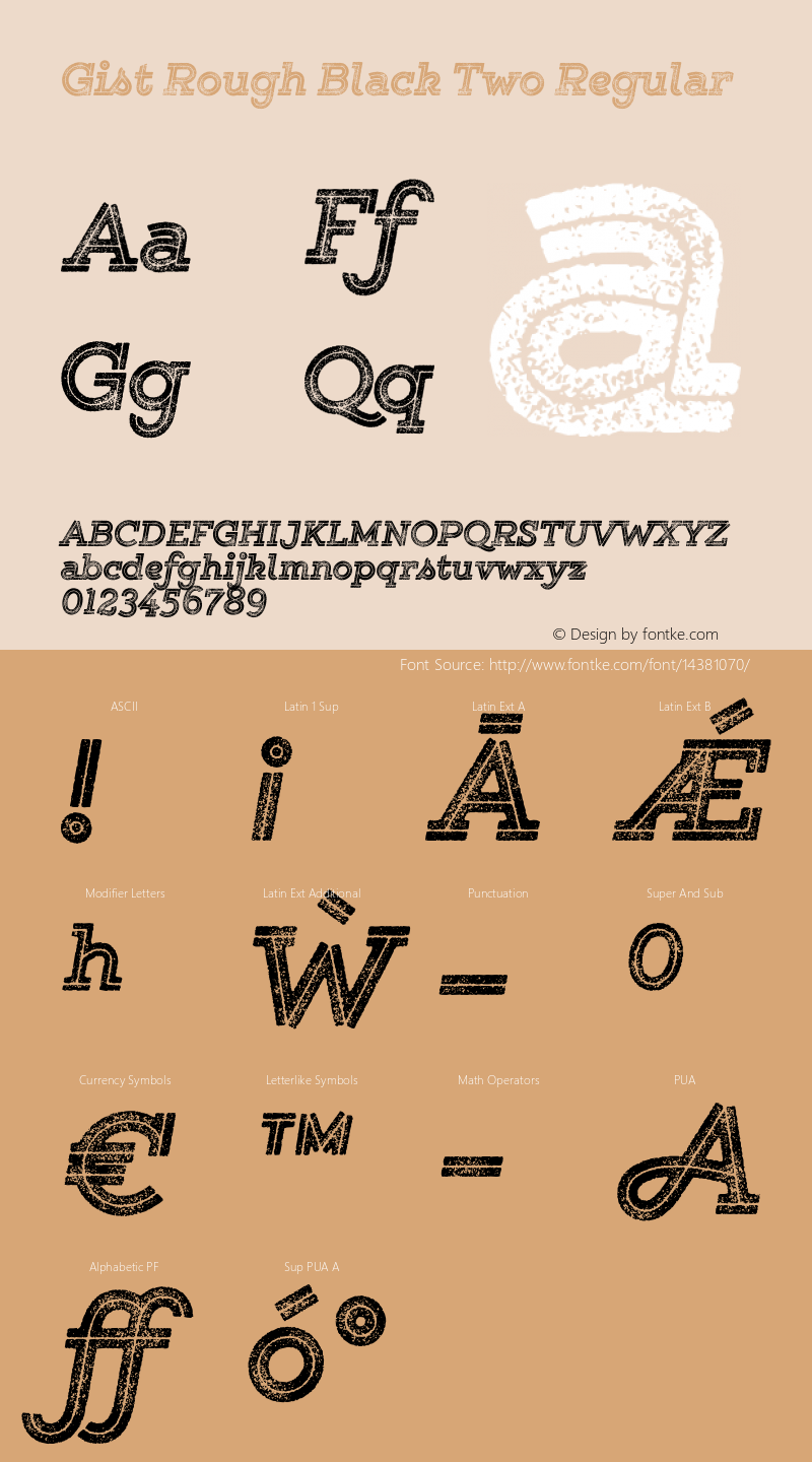 Gist Rough Black Two Regular Version 1.001 2014 Font Sample