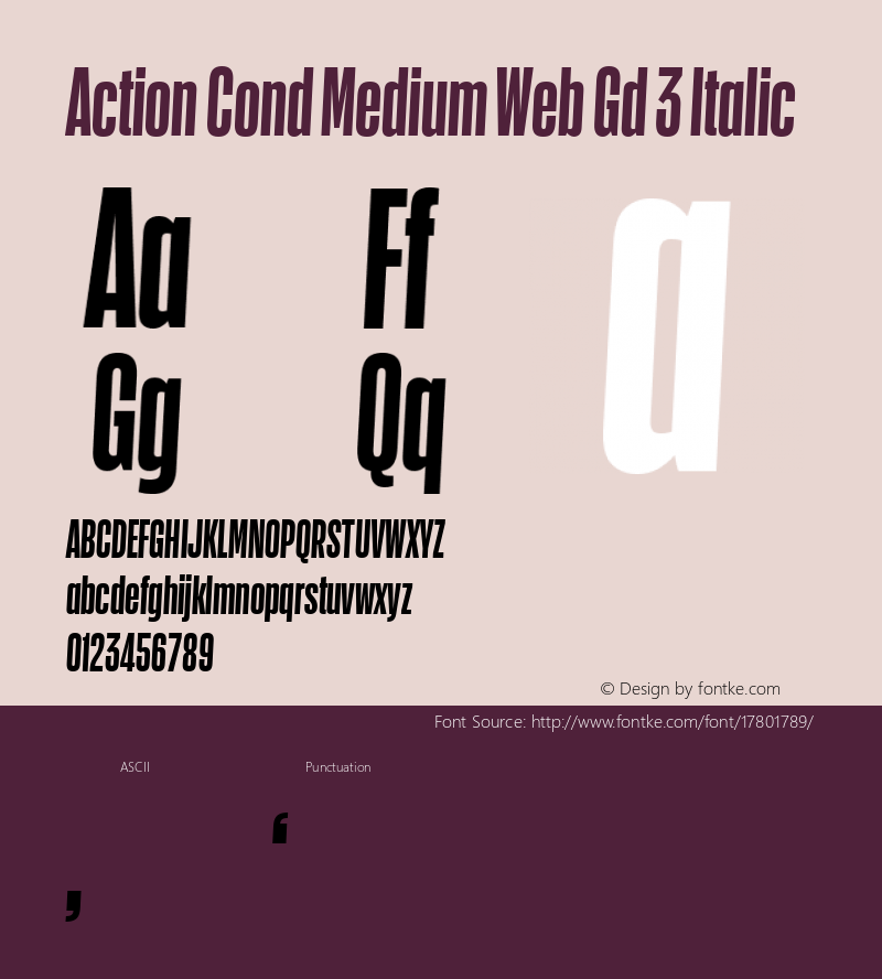 Action Cond Medium Web Gd 3 Italic Version 1.1 2015 Font Sample