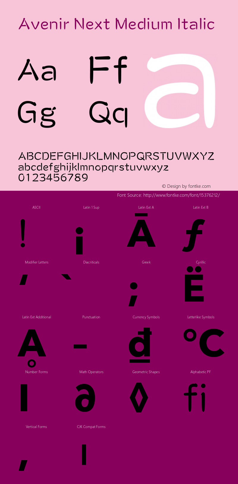 Avenir Next Medium Italic 8.0d5e5 Font Sample