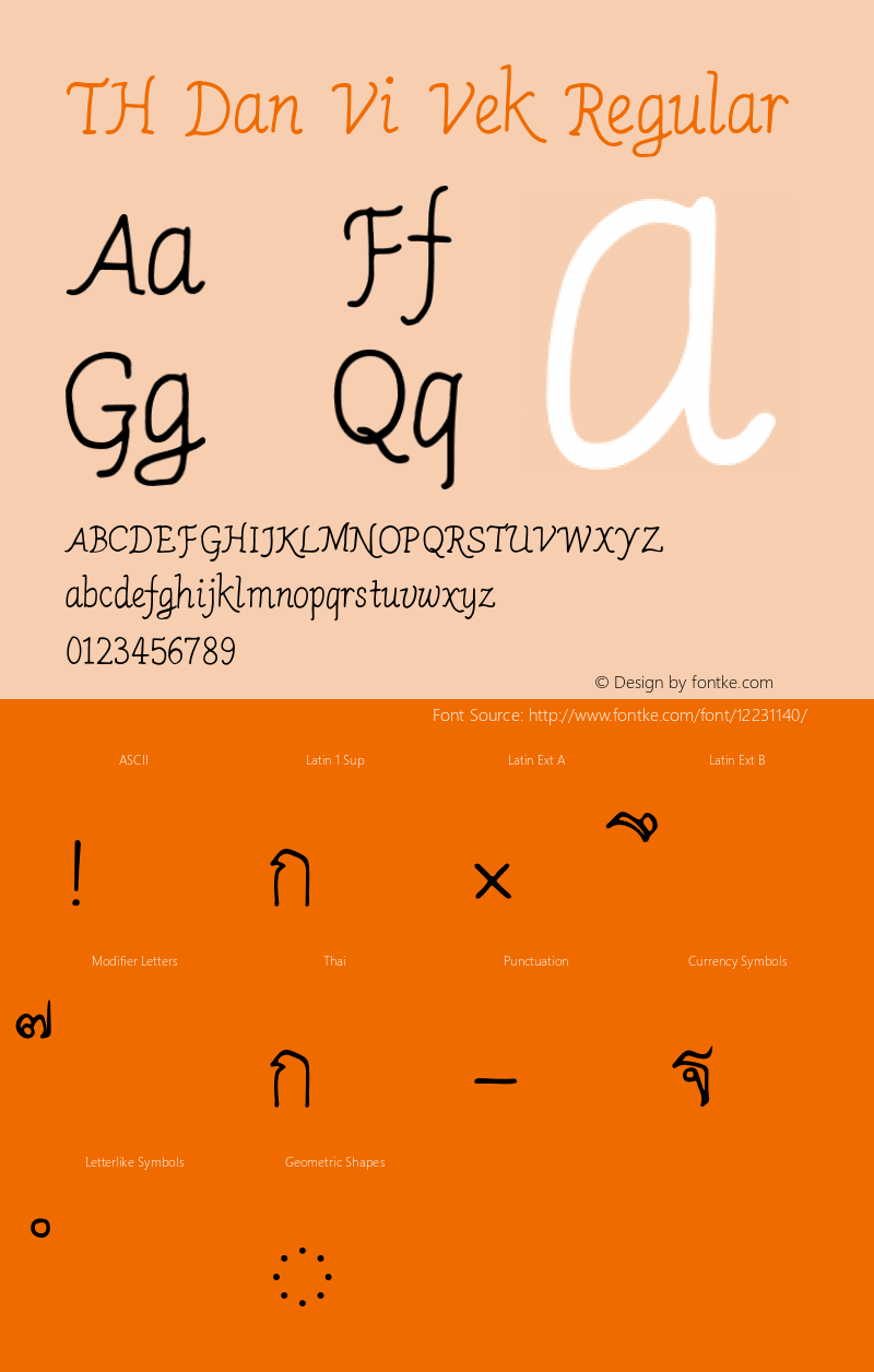 TH Dan Vi Vek Regular Version 1.01 2015 by Fontcraft : Jutipong Poosumas Font Sample