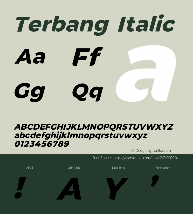 Terbang Italic Version 1.001;Fontself Maker 3.5.7图片样张