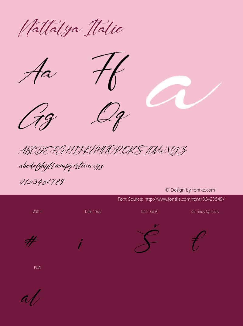 Nattalya Italic Version 1.00;September 13, 2020;FontCreator 12.0.0.2563 64-bit Font Sample