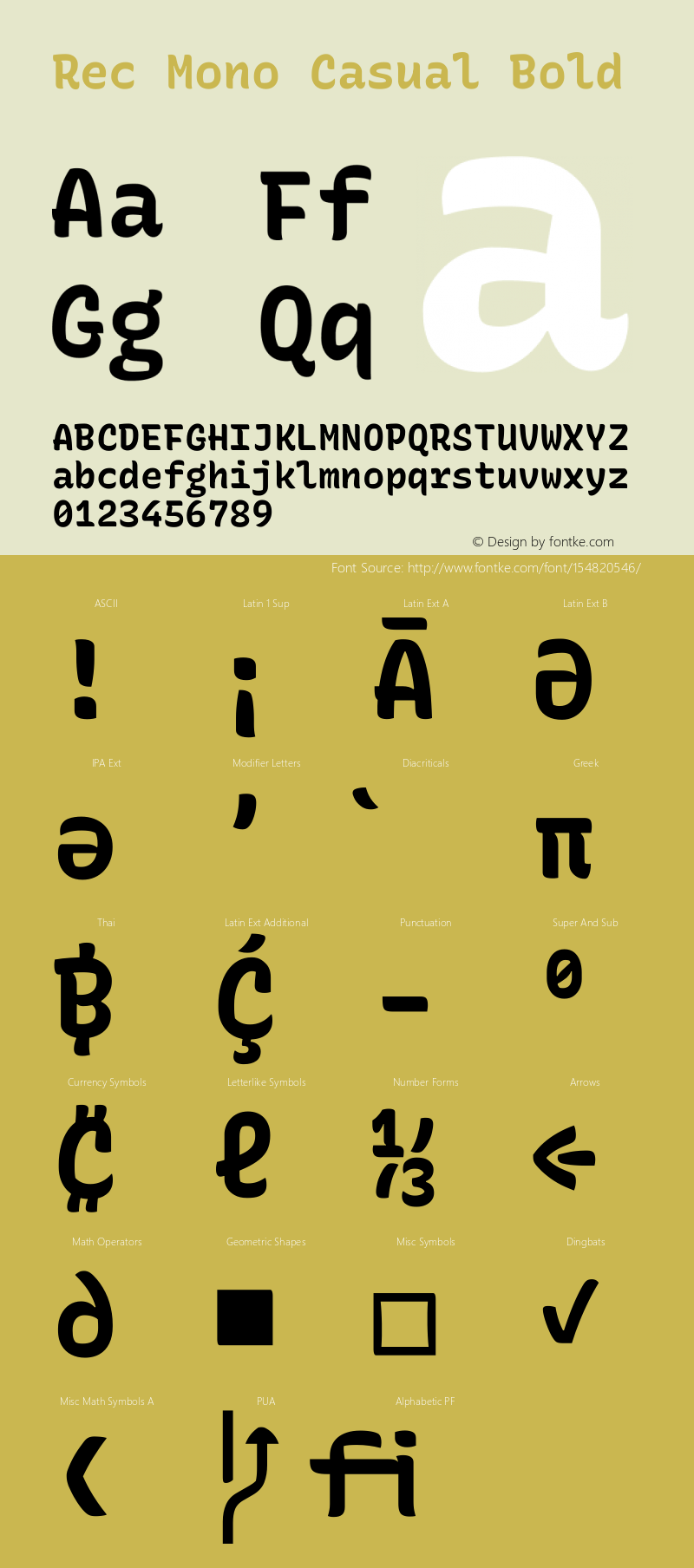 Rec Mono Casual Bold Version 1.074 Font Sample