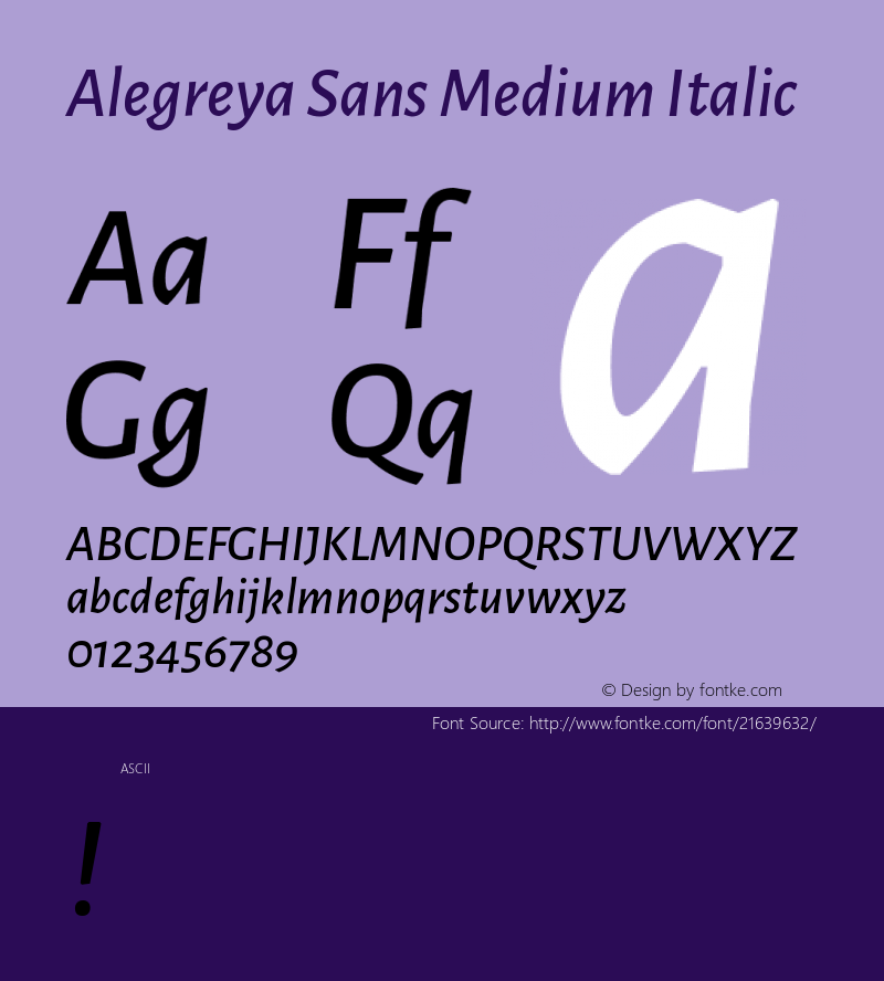 Alegreya Sans Medium Italic  Font Sample