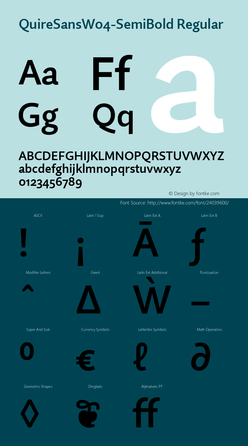 Quire Sans W04 SemiBold Version 1.00 Font Sample