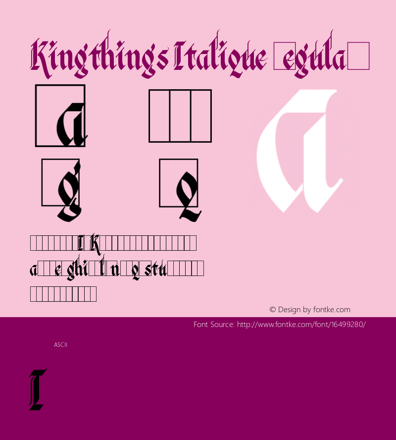 Kingthings Italique Regular Version 1.0 May, 2003 Font Sample