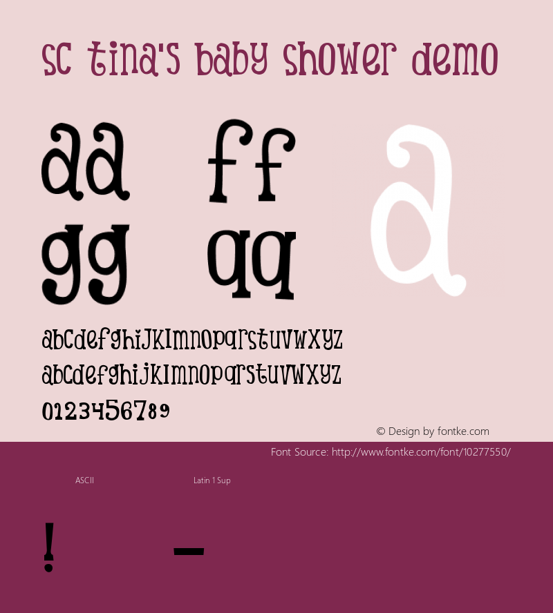 SC Tina's Baby Shower Demo v1 Demo. SCTBS SickCapital.com Font Sample