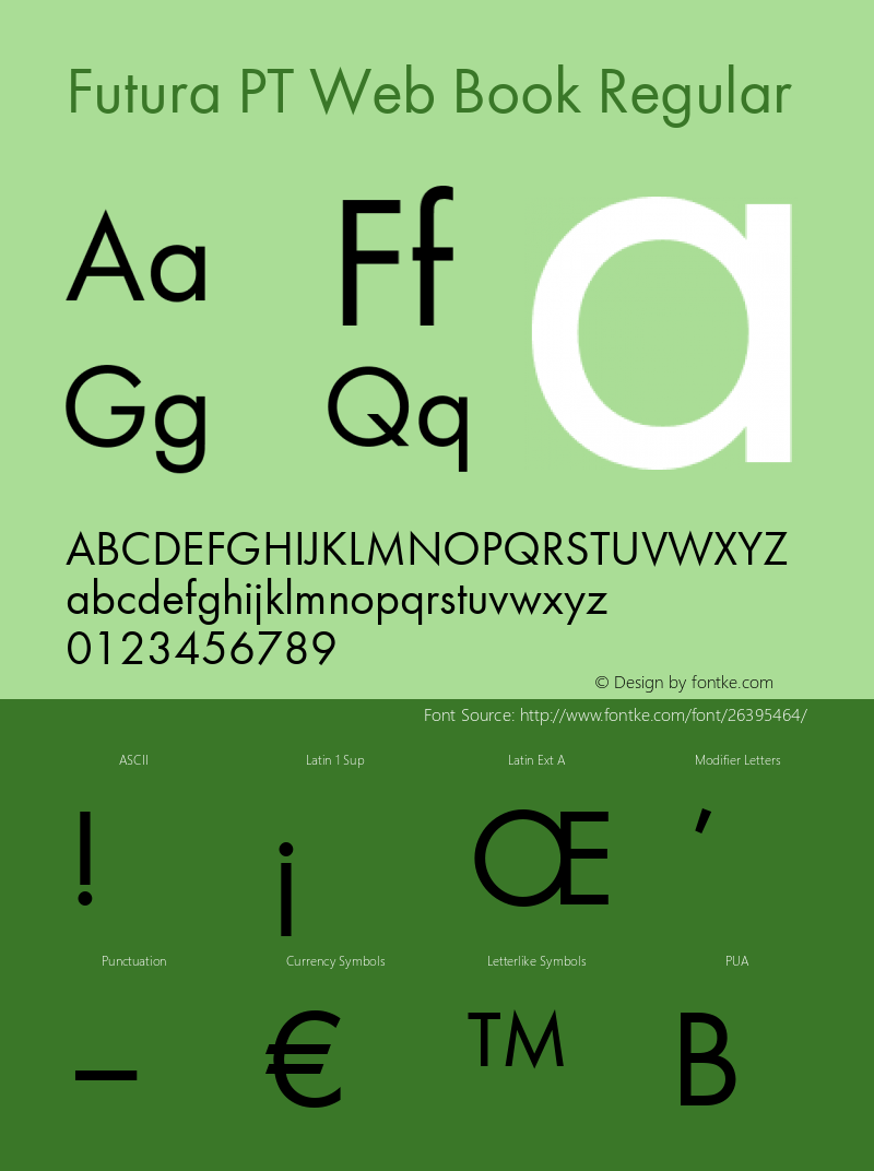 Futura PT Web Version 1.006W Font Sample