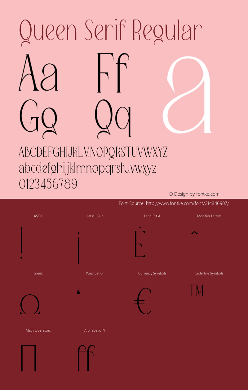 Queen Serif Version 1.001;Fontself Maker 3.5.7图片样张