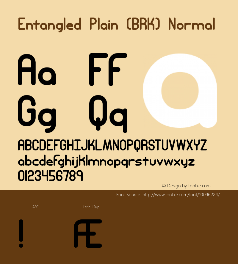 Entangled Plain (BRK) Normal Version 3.11 Font Sample