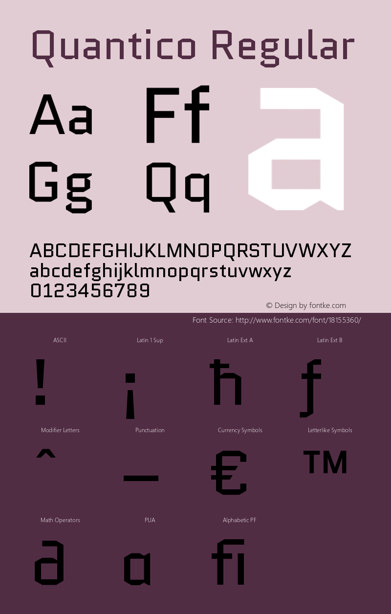 Quantico Regular Version 2.002 Font Sample