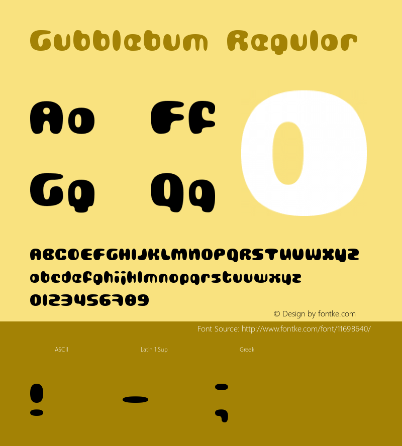 Gubblebum Regular Version 1.000 2007 initial release Font Sample