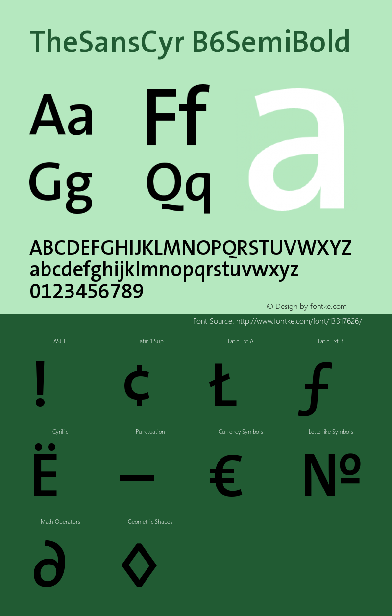 TheSansCyr B6SemiBold Version 001.006 Font Sample