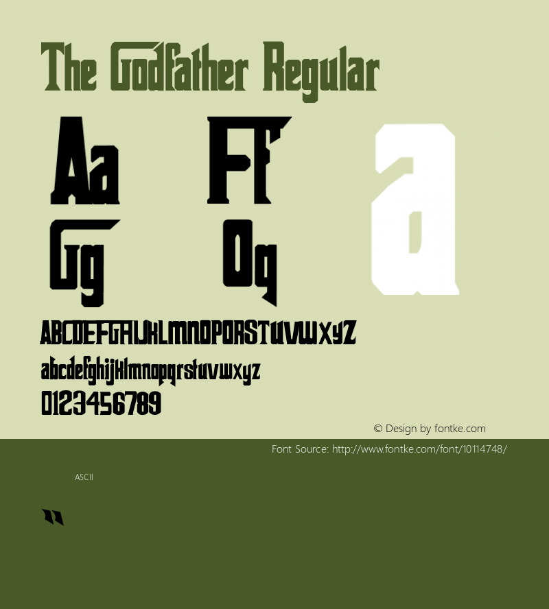 The Godfather Regular Version 2.0 March, 2003 Font Sample