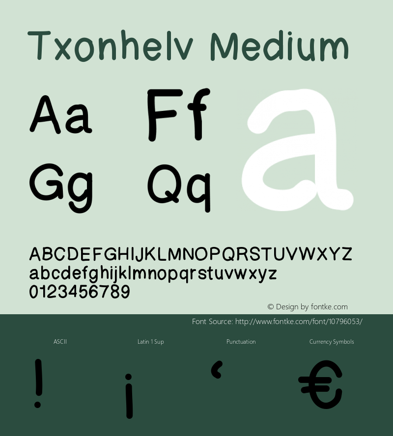 Txonhelv Medium Version 001.000 Font Sample