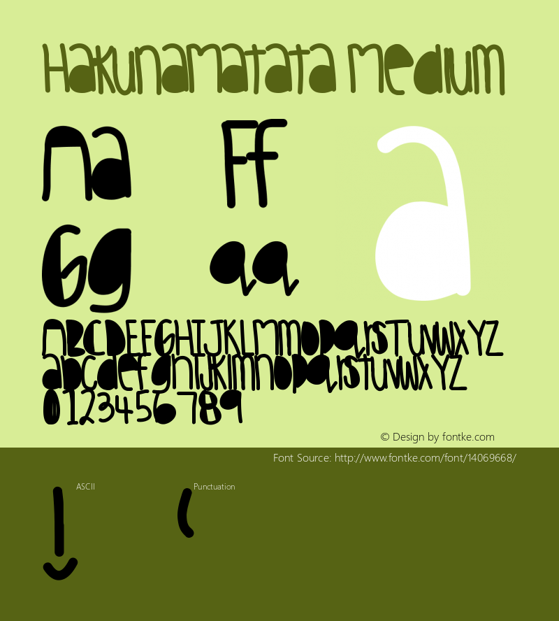 HakunaMatata Medium Version 001.000 Font Sample