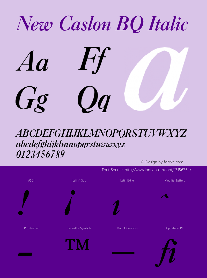 New Caslon BQ Italic Version 001.000 Font Sample