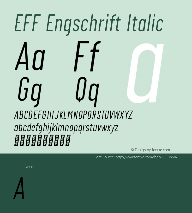 EFF Engschrift Italic Version 0.004;PS 000.004;hotconv 1.0.88;makeotf.lib2.5.64775 Font Sample