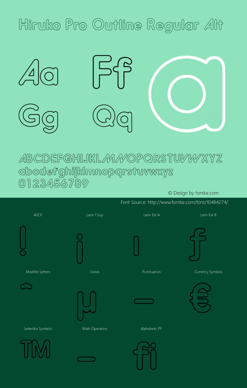 Hiruko Pro Outline Regular Alt Version 1.001 Font Sample