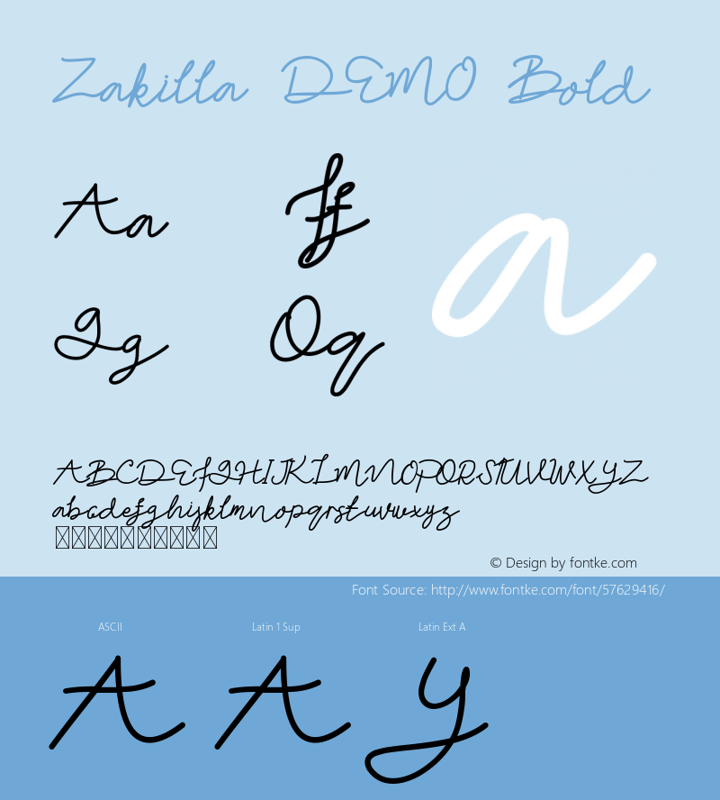 Zakilla DEMO Bold Version 1.002;Fontself Maker 3.4.0 Font Sample