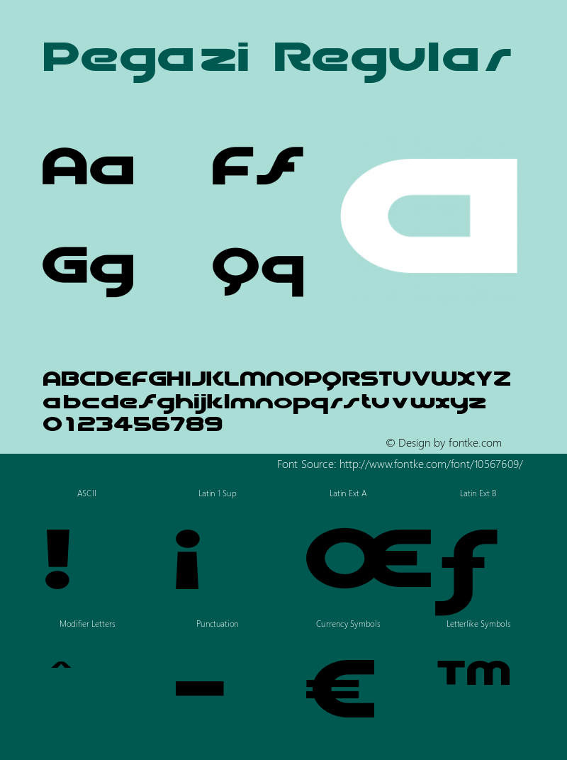 Pegazi Regular Version 1.000 Font Sample