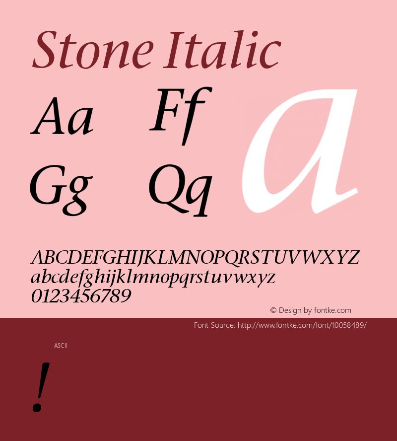 Stone Italic Unknown Font Sample