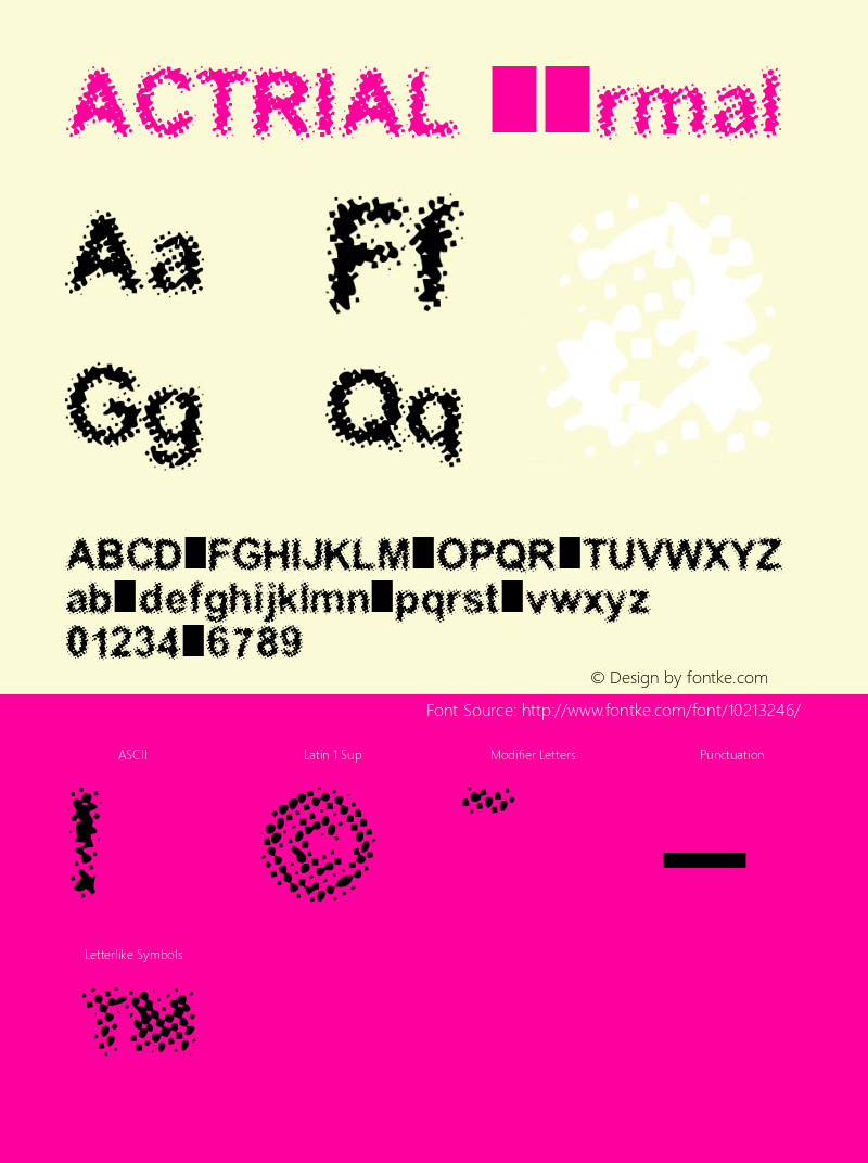 ACTRIAL Normal Version 3 - Thursday, 950921, 12:00:00 am (CDT) Font Sample