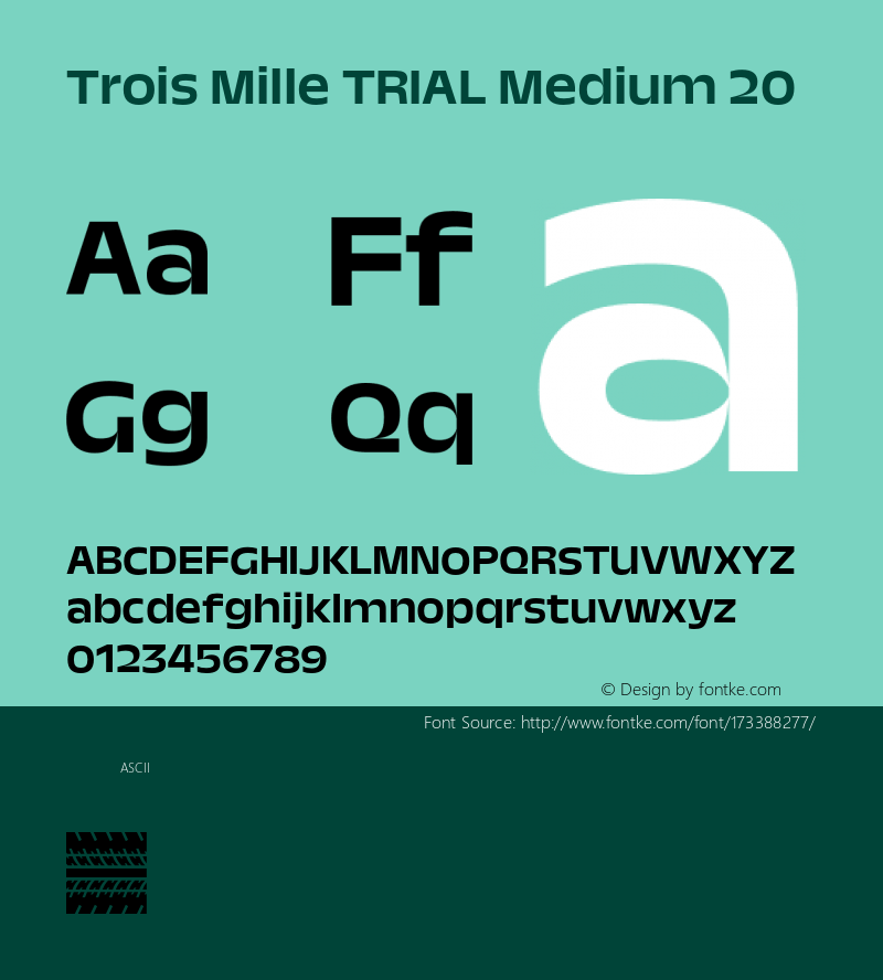 Trois Mille TRIAL Medium 20 Version 1.000;hotconv 1.0.109;makeotfexe 2.5.65596图片样张