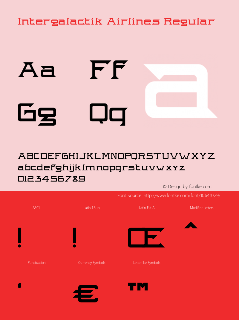 Intergalactik Airlines Regular Unknown Font Sample