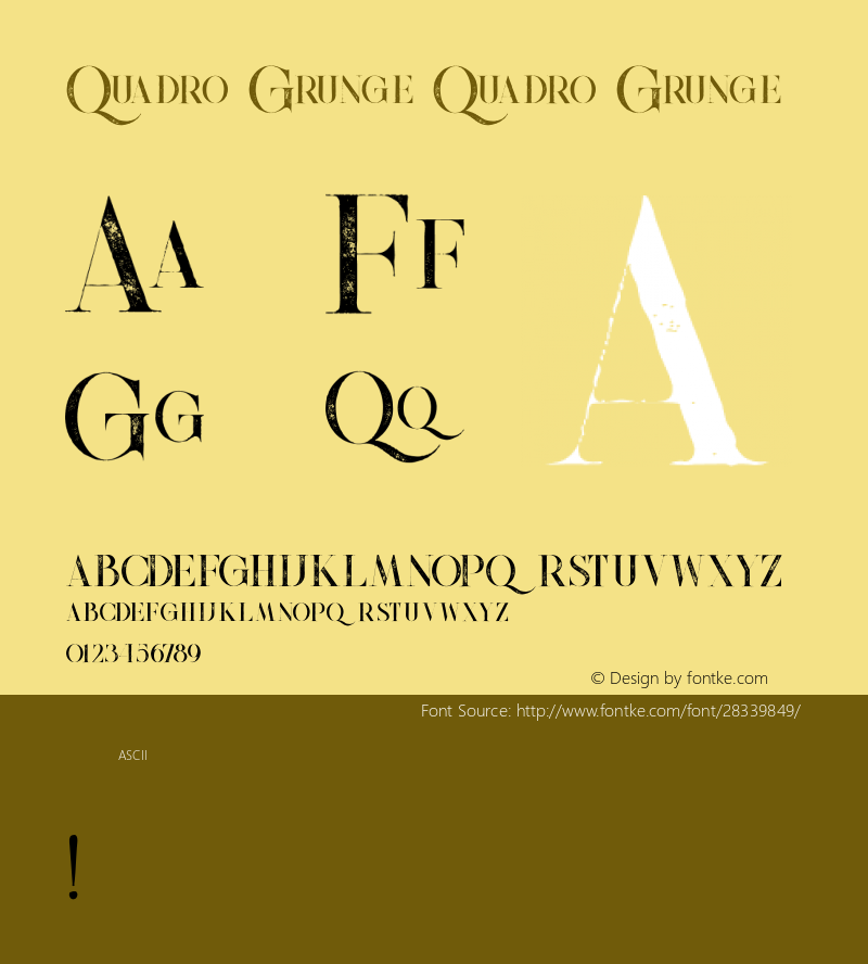 Quadro Grunge Version 1.000 Font Sample