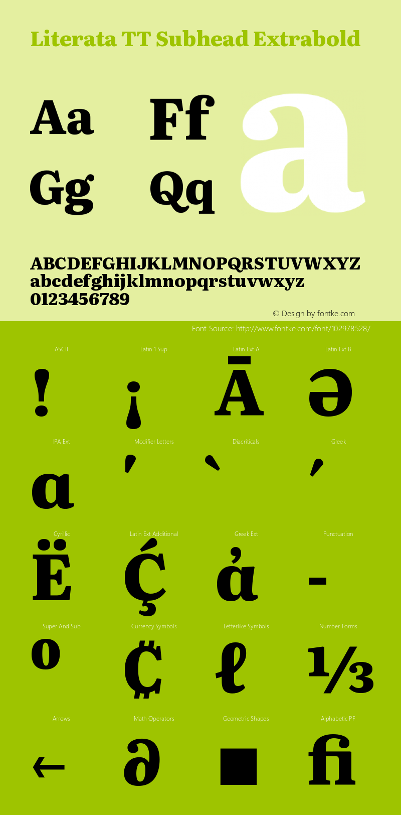 Literata TT Subhead Extrabold Version 3.002 Font Sample