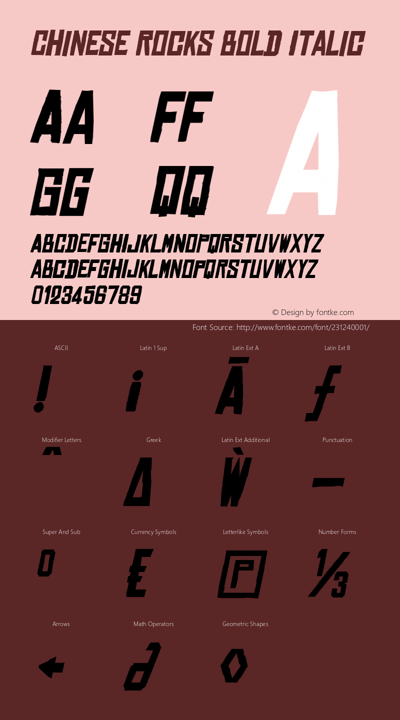 Chinese Rocks Bold Italic Version 3.104 | FøM Fix图片样张