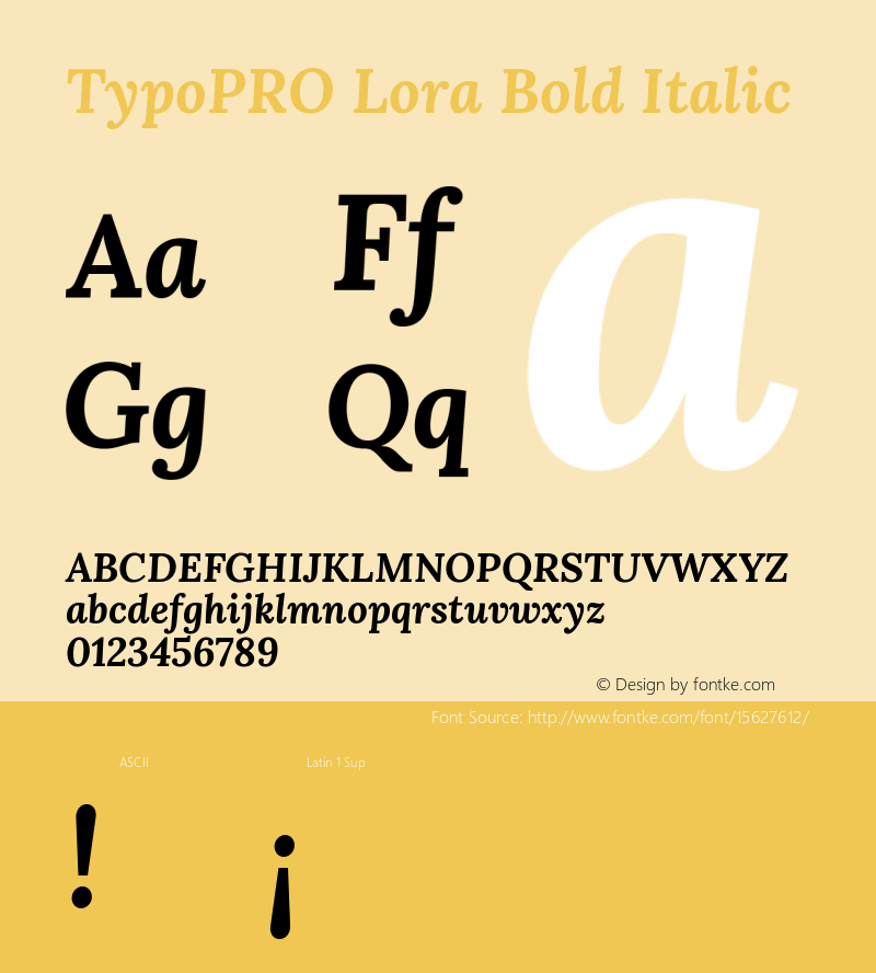 TypoPRO Lora Bold Italic Version 1.014 Font Sample