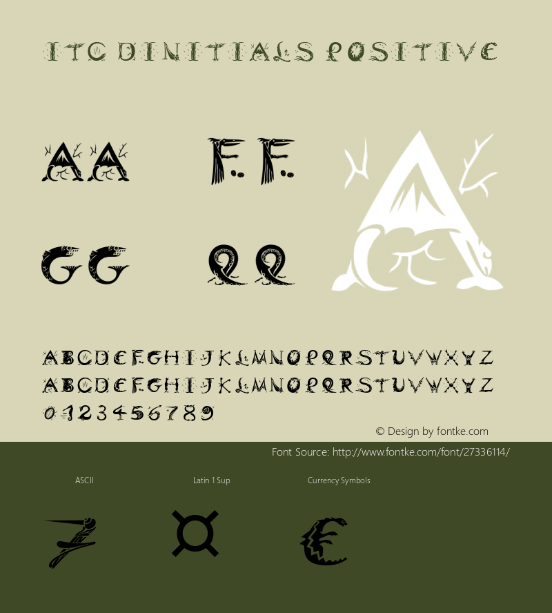 ITC Dinitials Positive Version 1.00; 2006 Font Sample