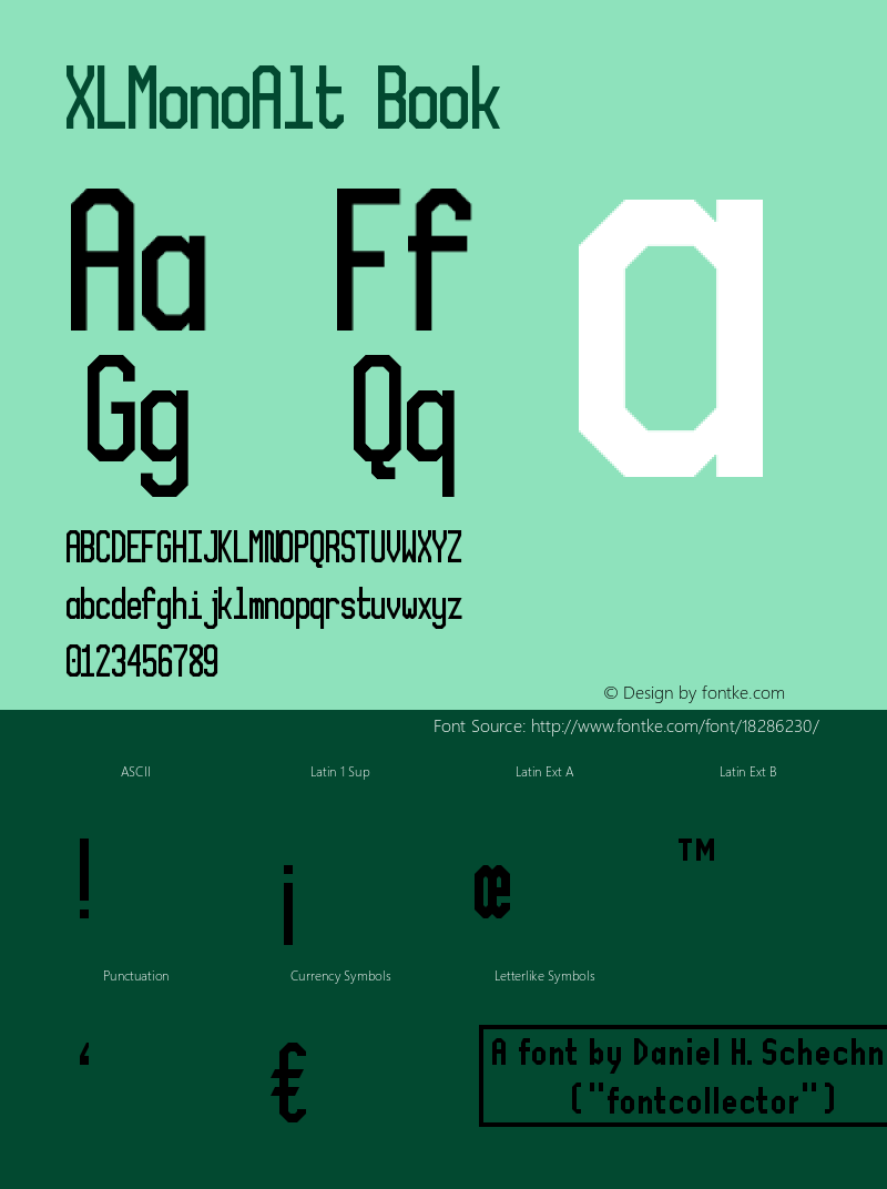 XLMonoAlt Book Version 1.0 Font Sample