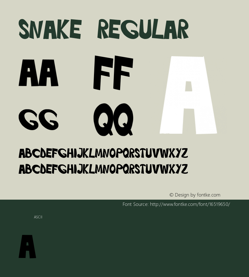 Snake Regular Unknown Font Sample