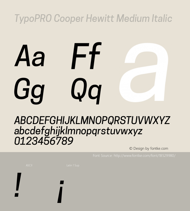 TypoPRO Cooper Hewitt Medium Italic 1.000 Font Sample