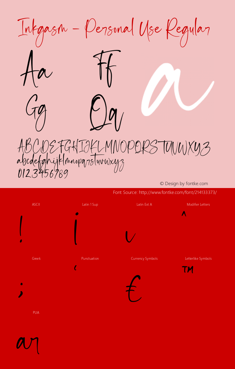 Inkgasm - Personal Use Version 1.00;April 26, 2021;FontCreator 12.0.0.2567 64-bit图片样张