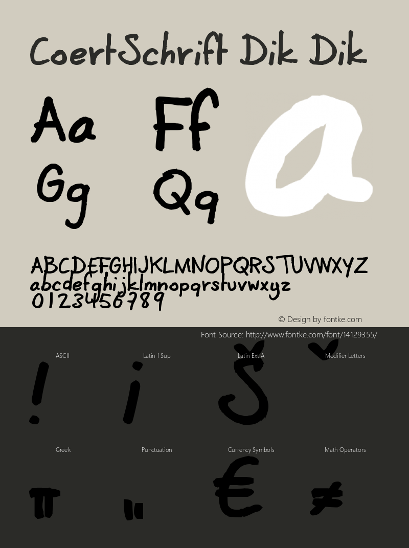 CoertSchrift Dik Dik Version 001.000 Font Sample