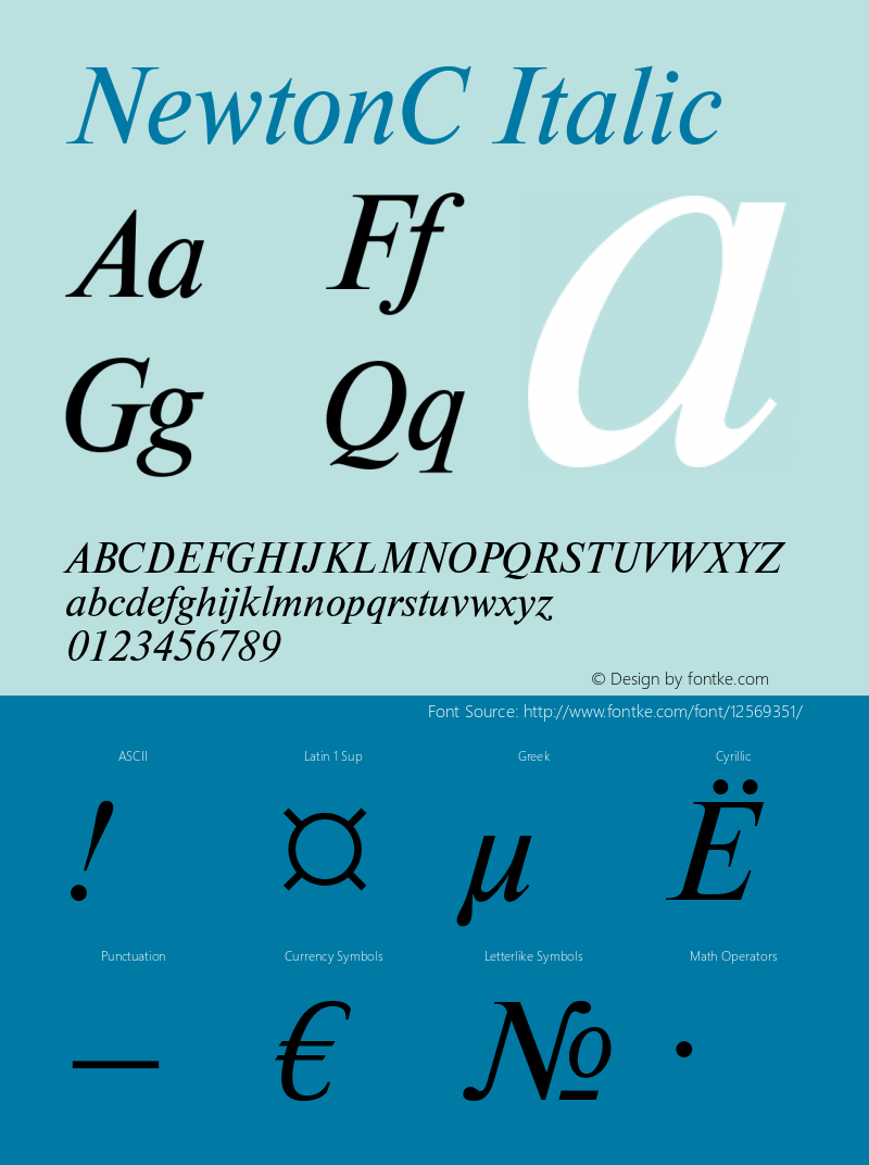 NewtonC Italic OTF 1.0;PS 001.000;Core 116;AOCW 1.0 161 Font Sample