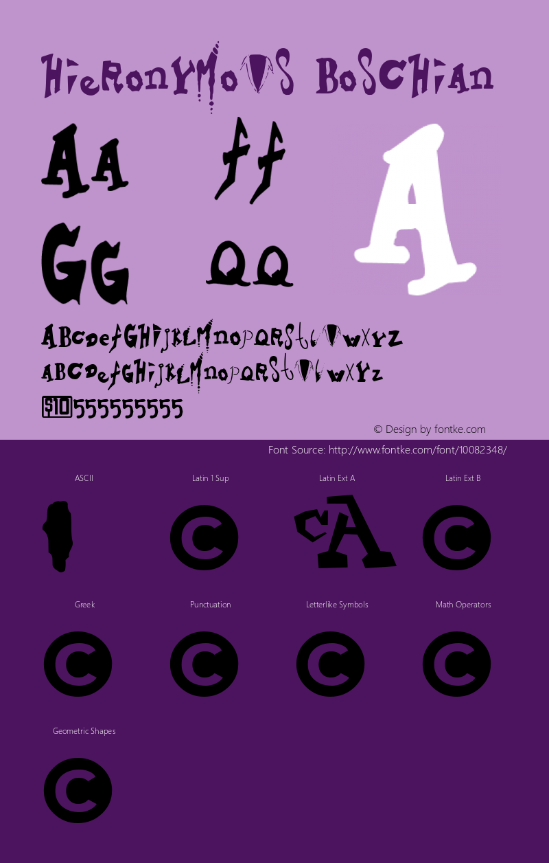 Hieronymous Boschian Altsys Fontographer 4.0.2 4/9/97 Font Sample