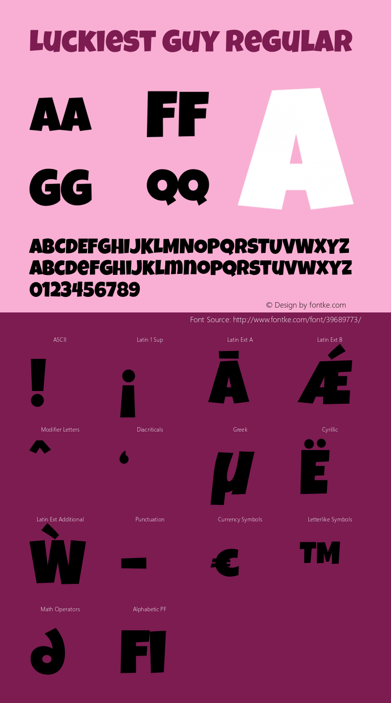 Luckiest Guy Version 1.000 Font Sample