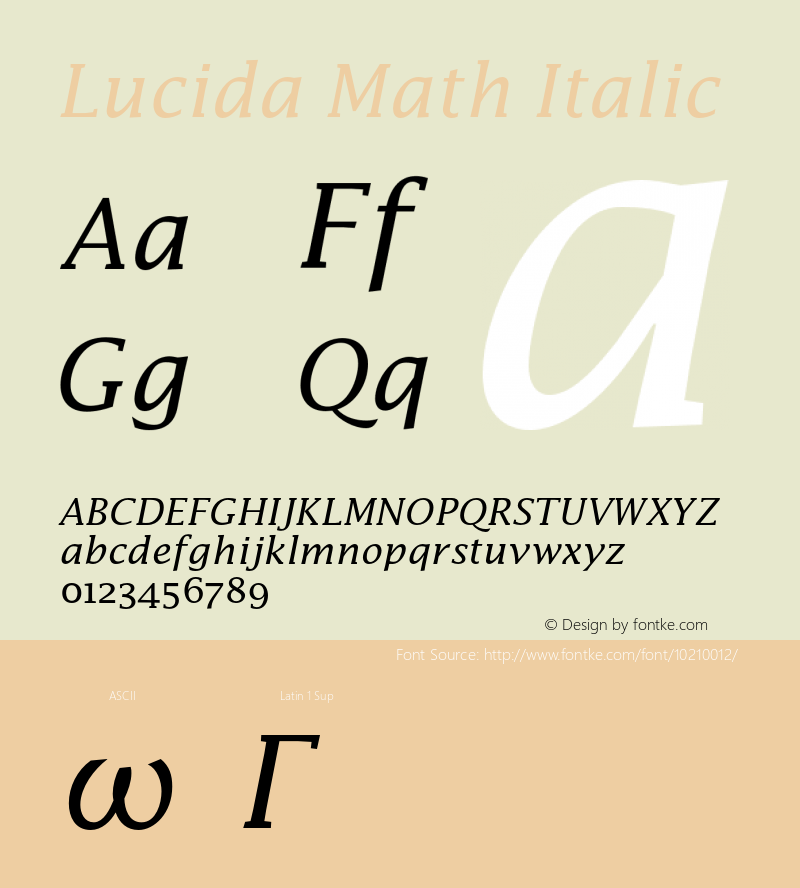 Lucida Math Italic 001.000 Font Sample